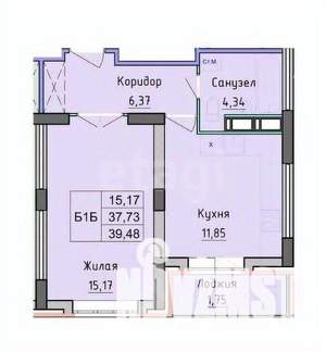 1-к квартира, вторичка, 38м2, 4/14 этаж