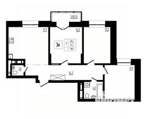 3-к квартира, вторичка, 79м2, 8/12 этаж