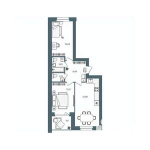 2-к квартира, строящийся дом, 67м2, 4/16 этаж