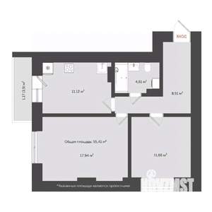 2-к квартира, сданный дом, 58м2, 5/20 этаж