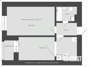 1-к квартира, сданный дом, 51м2, 9/18 этаж