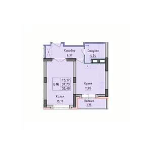 1-к квартира, вторичка, 40м2, 4/16 этаж