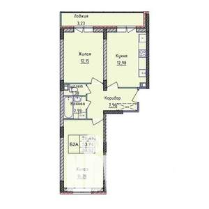 2-к квартира, строящийся дом, 57м2, 5/8 этаж