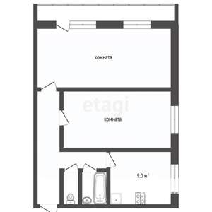 2-к квартира, вторичка, 46м2, 1/9 этаж