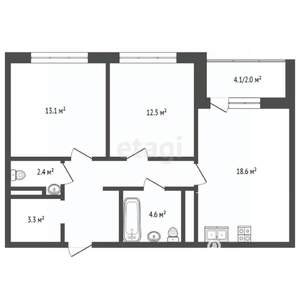 2-к квартира, строящийся дом, 67м2, 9/10 этаж