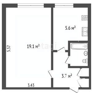1-к квартира, вторичка, 31м2, 5/5 этаж