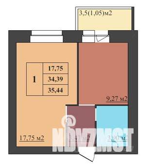 1-к квартира, строящийся дом, 35м2, 3/9 этаж