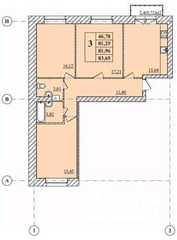 3-к квартира, строящийся дом, 84м2, 2/3 этаж