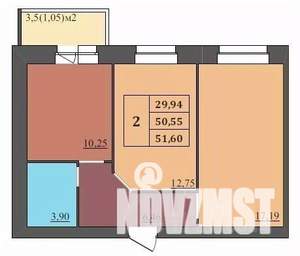 2-к квартира, вторичка, 52м2, 3/9 этаж