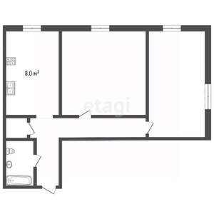 2-к квартира, вторичка, 51м2, 1/12 этаж