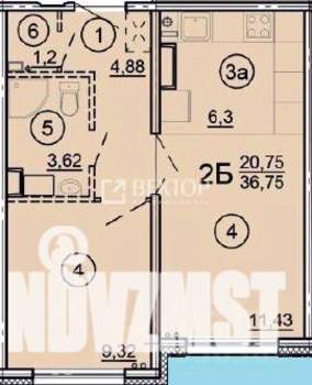 1-к квартира, вторичка, 37м2, 5/17 этаж