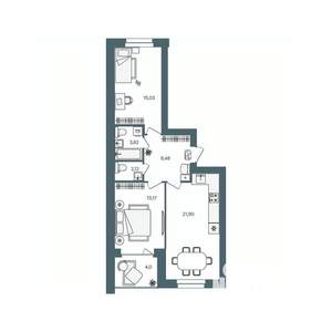 2-к квартира, строящийся дом, 67м2, 3/16 этаж
