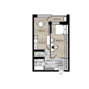 2-к квартира, вторичка, 47м2, 5/18 этаж