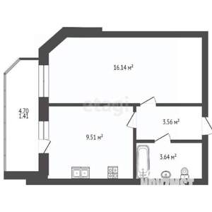 1-к квартира, вторичка, 34м2, 3/5 этаж