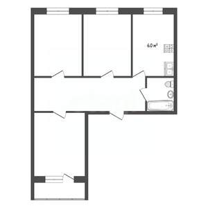 3-к квартира, вторичка, 56м2, 2/5 этаж