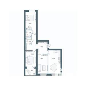 3-к квартира, строящийся дом, 92м2, 5/16 этаж