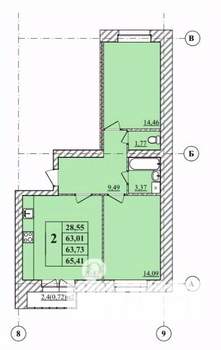 2-к квартира, вторичка, 65м2, 2/3 этаж