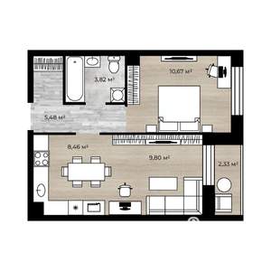 2-к квартира, вторичка, 39м2, 1/18 этаж