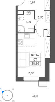 Студия квартира, вторичка, 29м2, 1/11 этаж