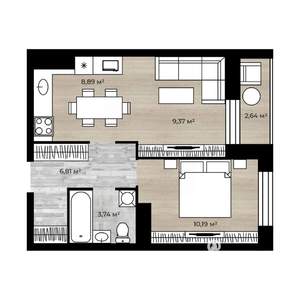 2-к квартира, вторичка, 40м2, 2/18 этаж