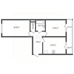 2-к квартира, вторичка, 58м2, 4/8 этаж