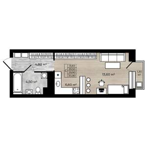 Студия квартира, вторичка, 30м2, 8/18 этаж