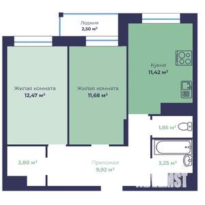 2-к квартира, вторичка, 55м2, 11/18 этаж