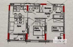 2-к квартира, вторичка, 53м2, 15/18 этаж