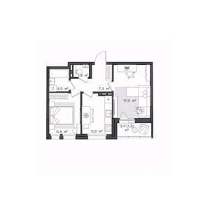 2-к квартира, вторичка, 53м2, 8/18 этаж