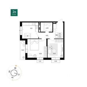 2-к квартира, вторичка, 50м2, 15/17 этаж