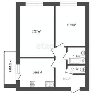 2-к квартира, вторичка, 51м2, 2/4 этаж