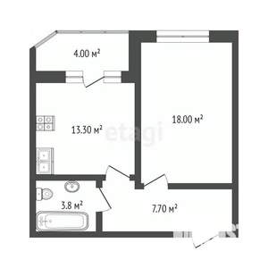 1-к квартира, вторичка, 47м2, 4/9 этаж