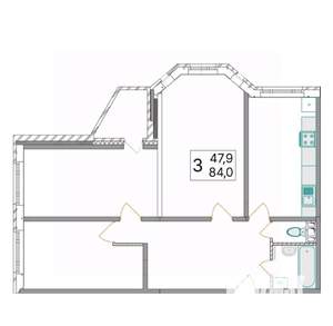 3-к квартира, вторичка, 82м2, 1/18 этаж