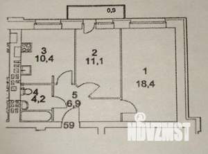 2-к квартира, вторичка, 54м2, 5/5 этаж