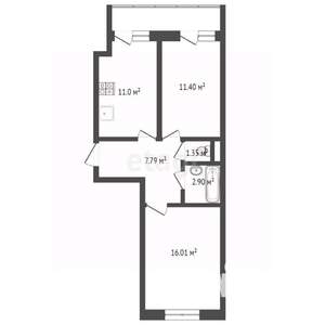 2-к квартира, вторичка, 53м2, 8/18 этаж