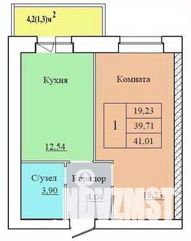 1-к квартира, вторичка, 41м2, 2/12 этаж