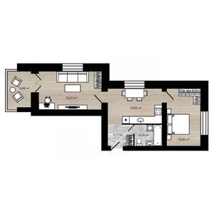 2-к квартира, строящийся дом, 53м2, 2/9 этаж