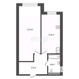 1-к квартира, вторичка, 50м2, 3/15 этаж