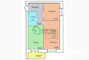 2-к квартира, вторичка, 59м2, 6/12 этаж