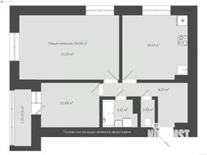 2-к квартира, сданный дом, 73м2, 2/18 этаж