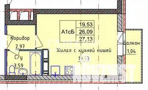 Студия квартира, вторичка, 27м2, 3/18 этаж