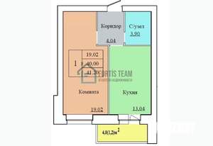 1-к квартира, вторичка, 41м2, 3/12 этаж