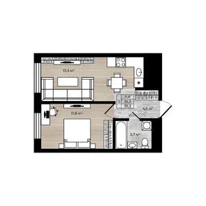 1-к квартира, вторичка, 35м2, 9/9 этаж