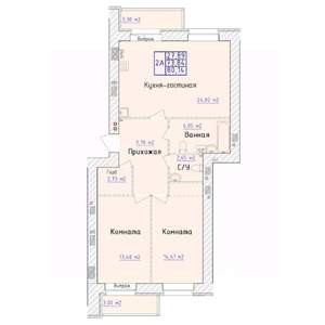 2-к квартира, вторичка, 80м2, 2/9 этаж