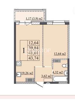 1-к квартира, вторичка, 40м2, 3/18 этаж