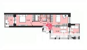 2-к квартира, вторичка, 61м2, 4/4 этаж