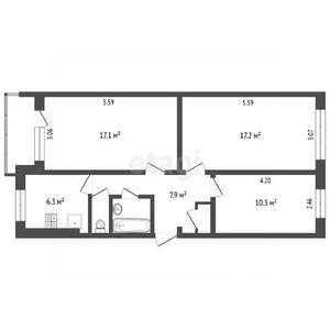 3-к квартира, вторичка, 63м2, 5/5 этаж