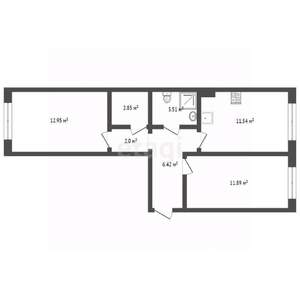 2-к квартира, вторичка, 53м2, 8/8 этаж