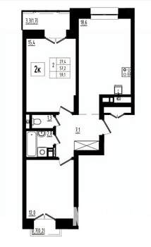 2-к квартира, вторичка, 59м2, 10/12 этаж