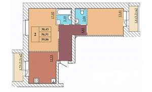 2-к квартира, строящийся дом, 60м2, 5/5 этаж
